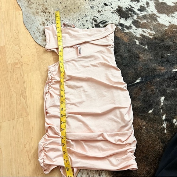 OH POLLY Charm Me Ruched Asymmetric Mini Dress in Blush Size‎ 6 NWOT - Picture 10 of 10